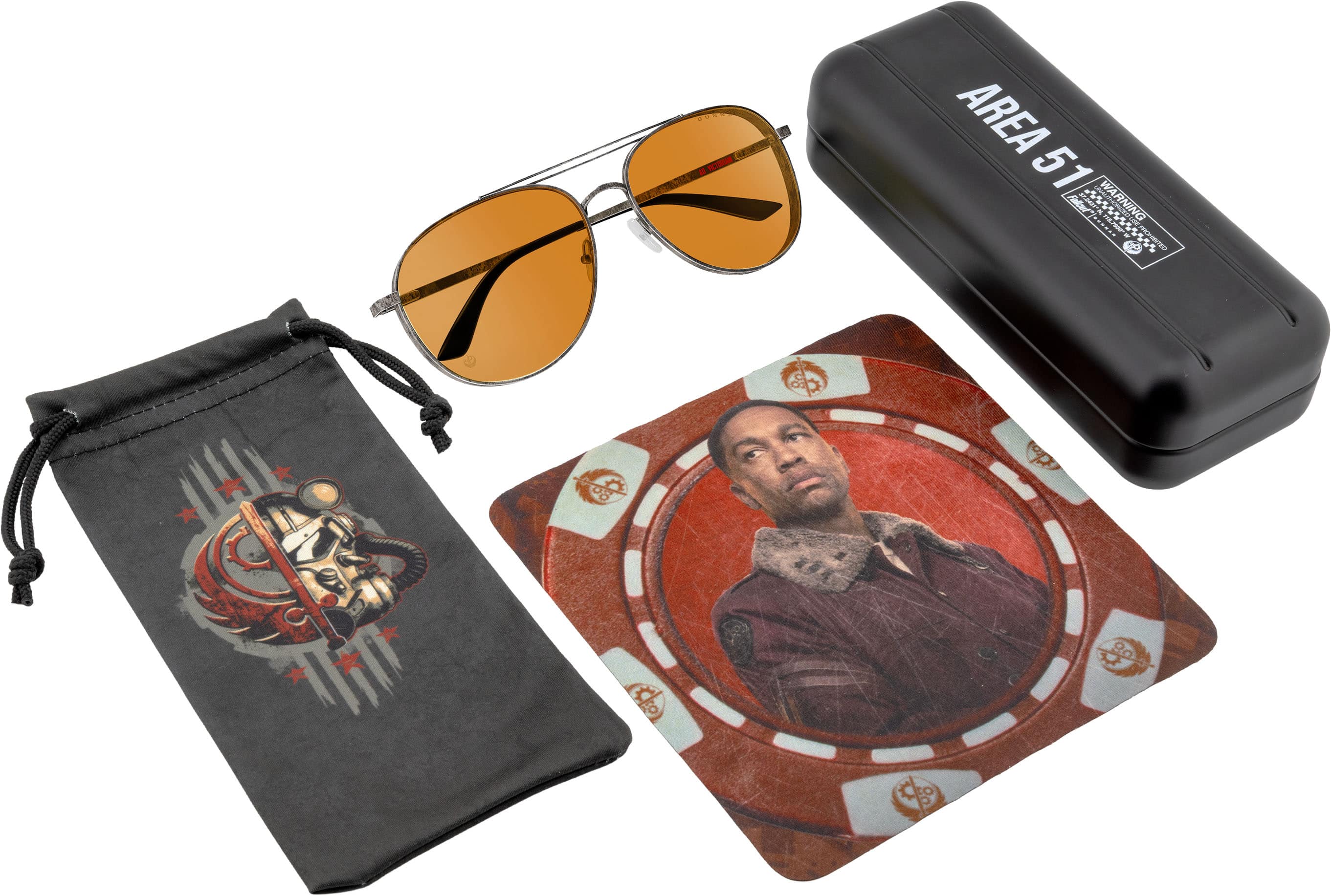 GUNNAR - Fallout Brotherhood of Steel Computer Glasses with Blue Light Reduction , Amber Max Lenses - Gunmetal
