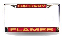 Rico Industries - Calgary Flames NHL Hockey Chrome Metal Laser Cut License Plate Frame - Multi