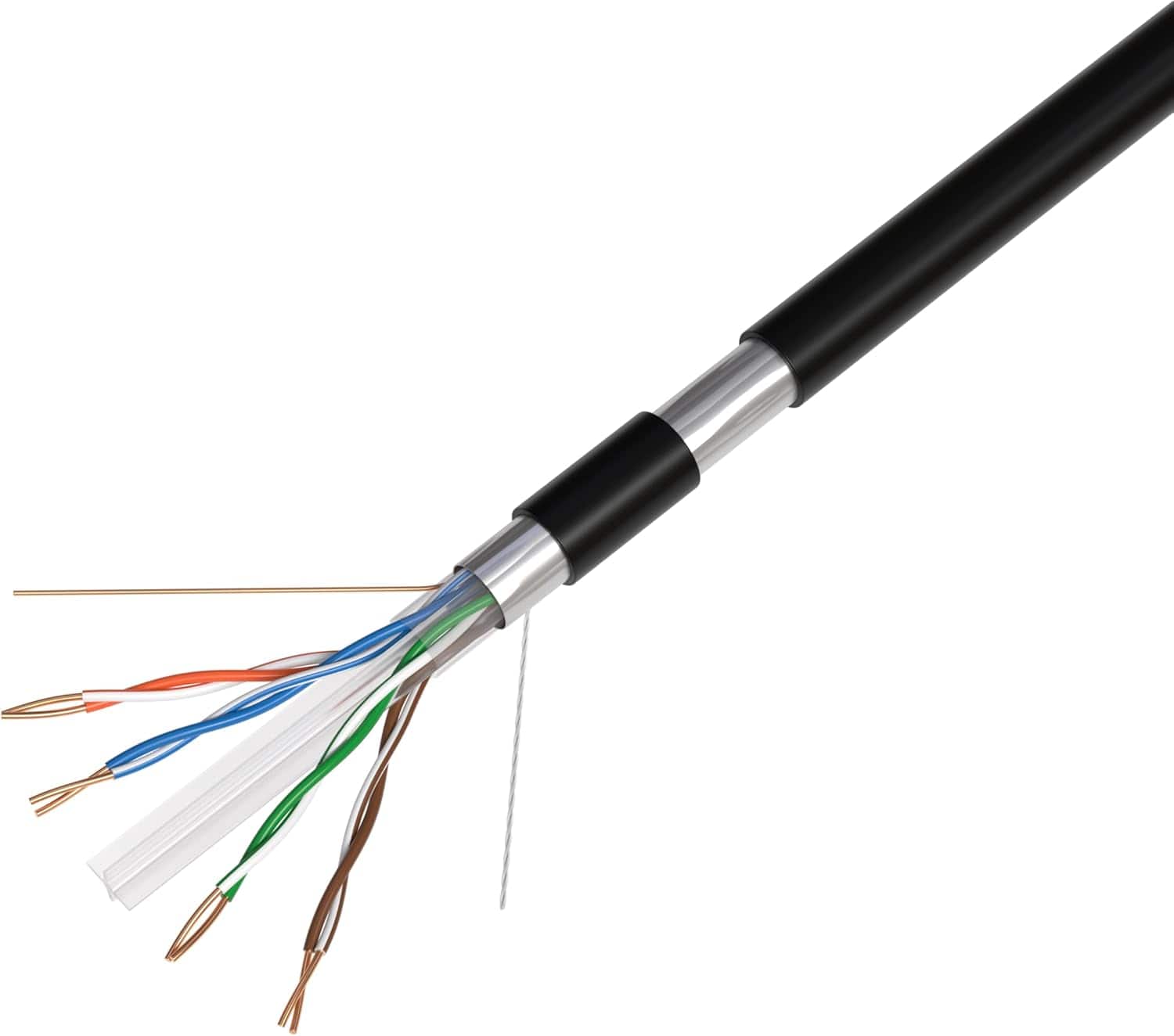 Cables Direct Online - 500FT CAT6 Outdoor FTP Shielded Ethernet Cable 23AWG 550MHz Direct Burial UV Weatherproof LAN Wire
