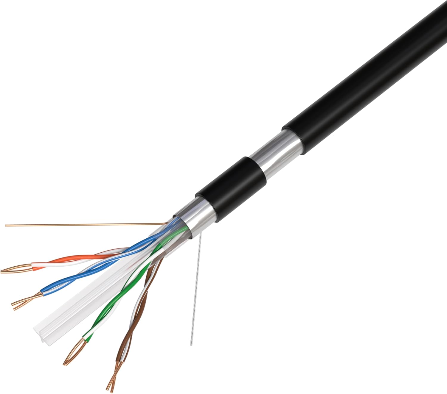 Front. Cables Direct Online - 500FT CAT6 Outdoor FTP Shielded Ethernet Cable 23AWG 550MHz Direct Burial UV Weatherproof LAN Wire.