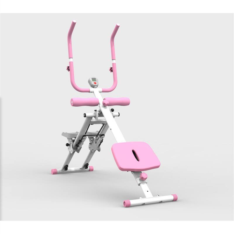 Alt View 4. HTUTWOO - Multifunctional 2-In-1 Stair Stepper And Ab Workout Machine - Seamless Switch, Compact Gym Equipment, Silent Rollers - Pink.