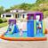 Alt View 1. Costway - 6 in 1 Inflatable Dual Slide Water Park Climbing Bouncer Without Blower - Multicolor.