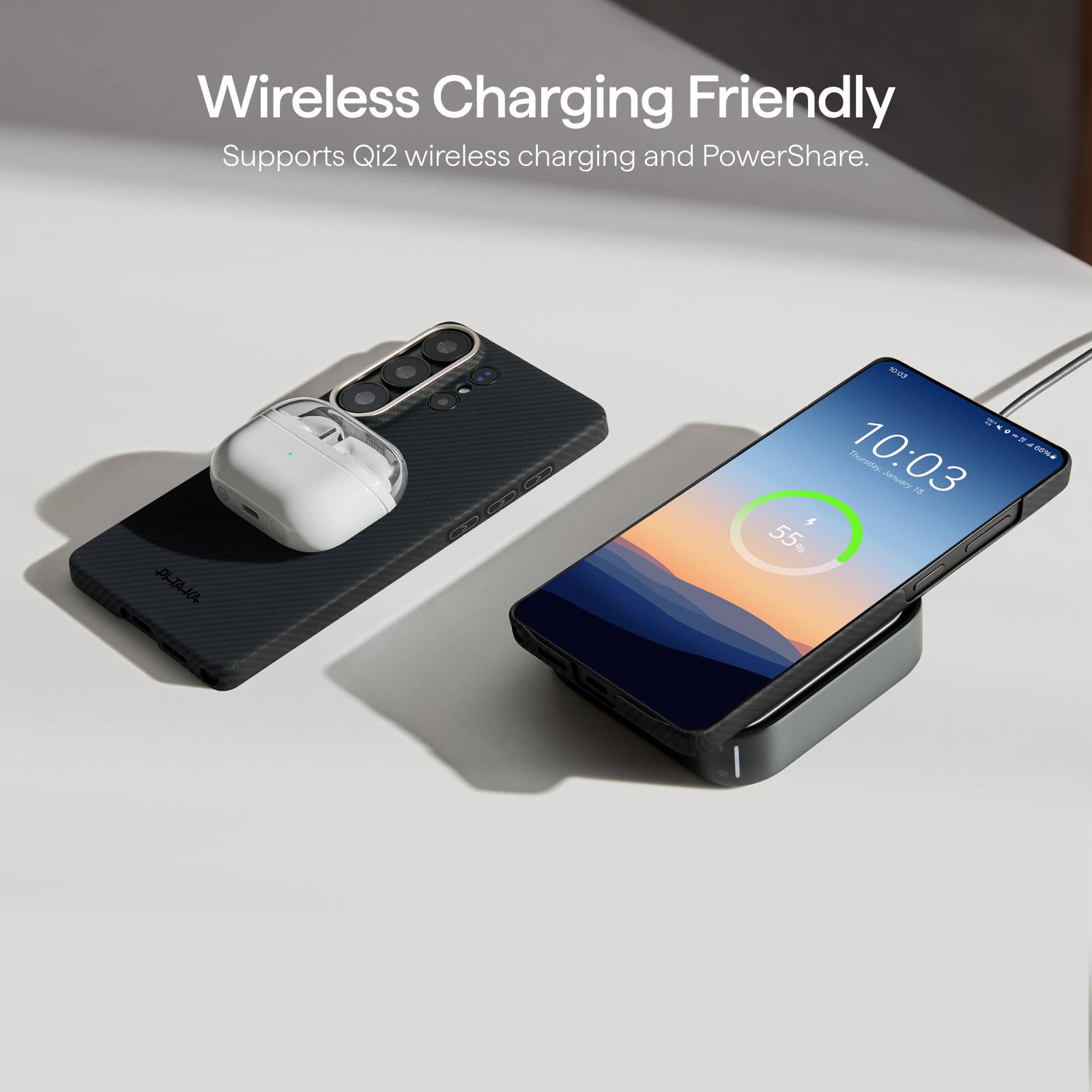 Wireless Charging Friendly  
Supports Qi2 wireless charging and PowerShare.