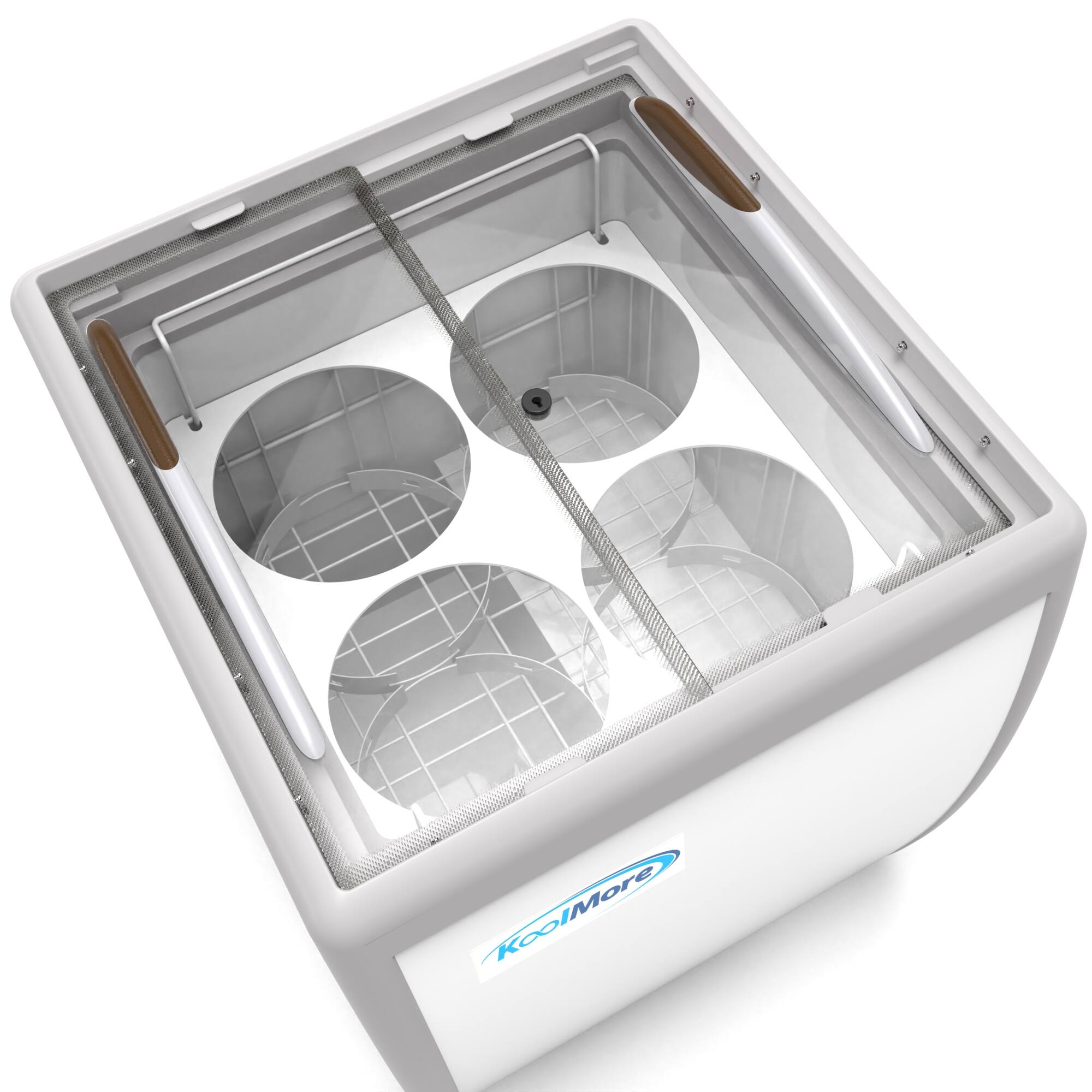 Alt View 1. Koolmore - 26 in. 4 Tub Ice Cream Dipping Cabinet Display Freezer with Sliding Glass Door, 6 cu. ft. KM-ICD-26SD. - White.