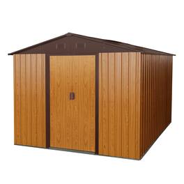 Mondawe - 10ft x 8ft Outdoor Metal Storage Shed with Metal Floor Base - Coffee