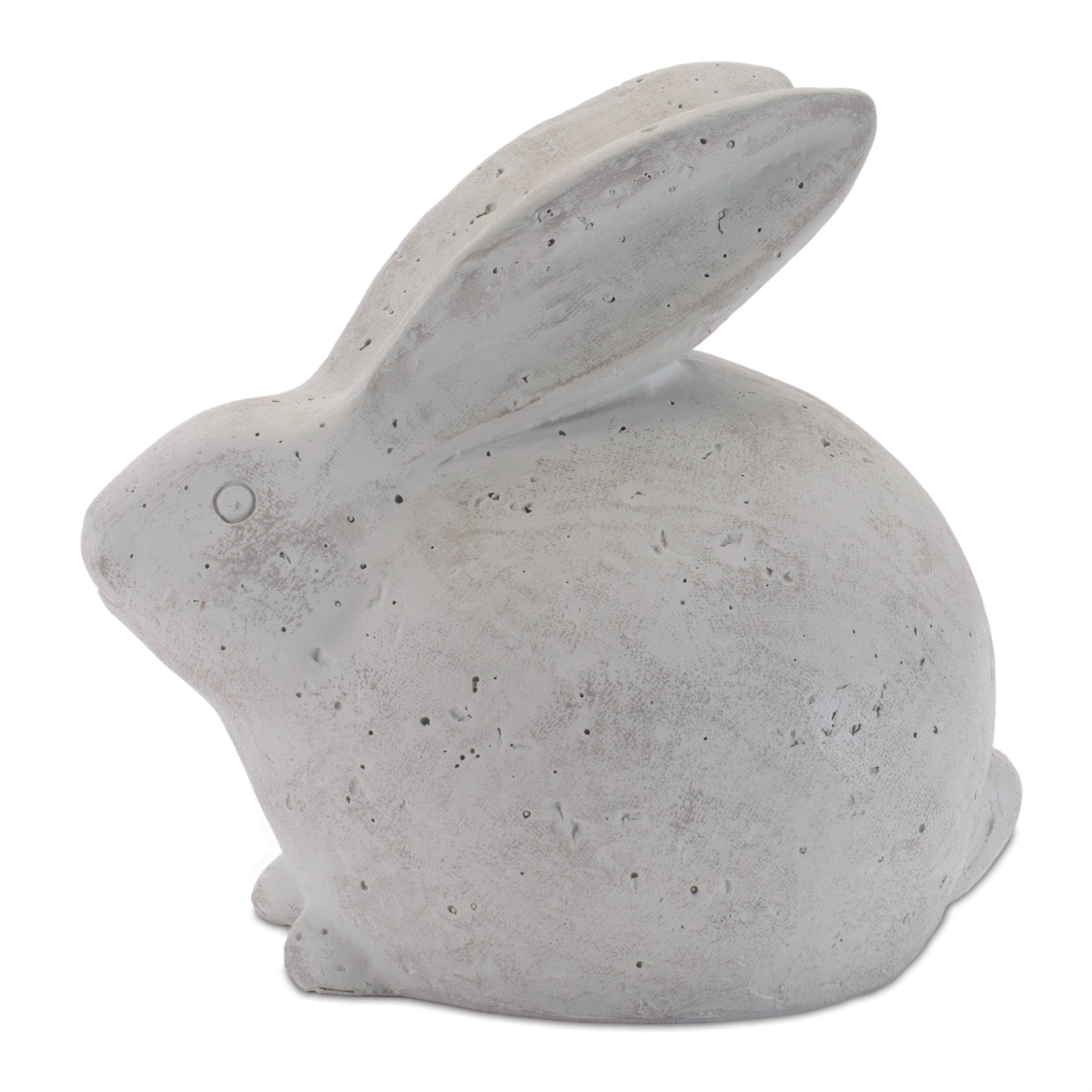 Back. BreeBe - Distressed Bunny Figurine (Set of 2) - Gray.