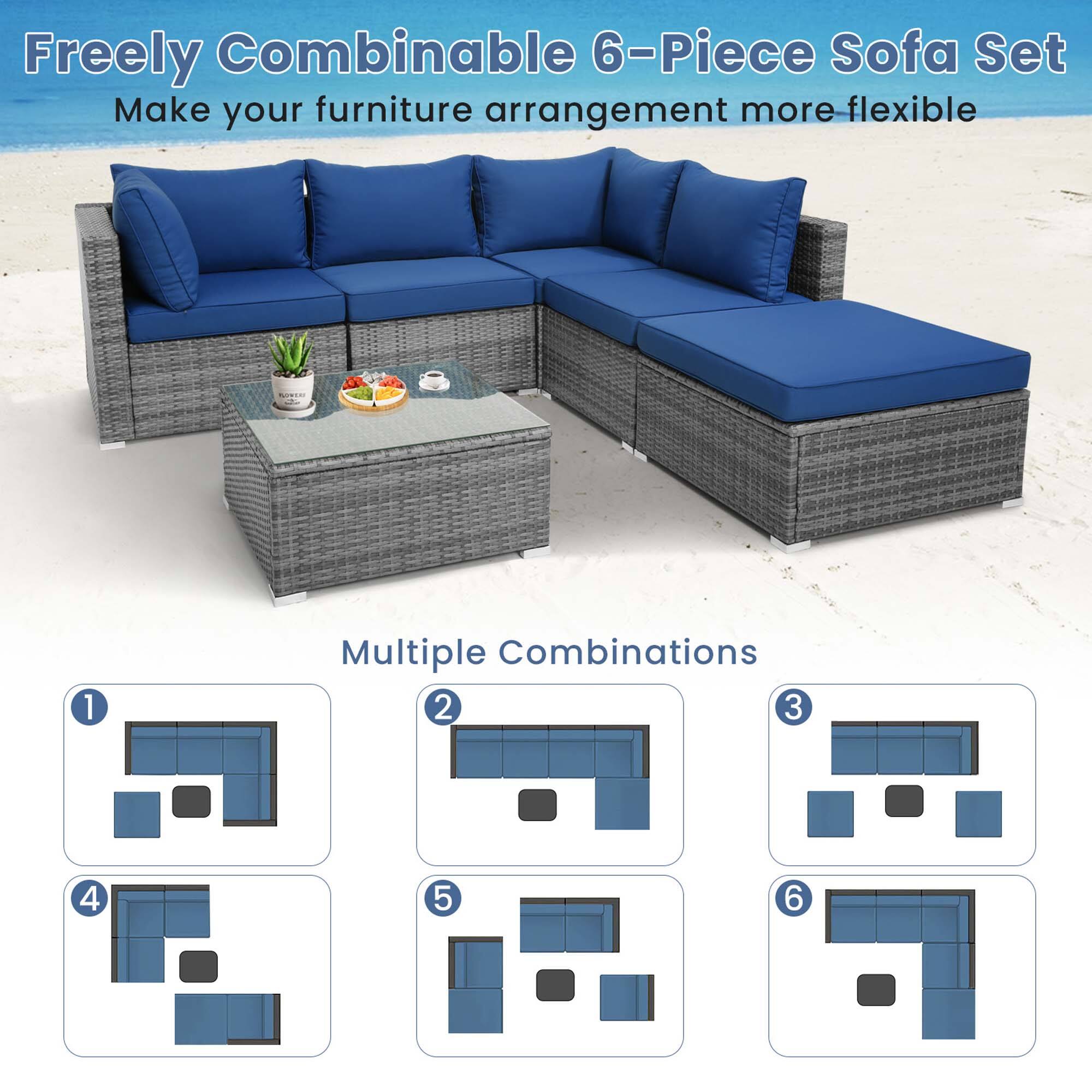 Freely Combinable 6-Piece Sofa Set  
Make your furniture arrangement more flexible  

Multiple Combinations  

1  
2  
3  
4  
5  
6
