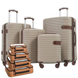 HTUTWOO - 4 Piece Luggage Set - ABS Hard Shell Expandable Suitcase with Packing Cubes, TSA Lock, Spinner Wheels, 16/20/24/28" - khaki