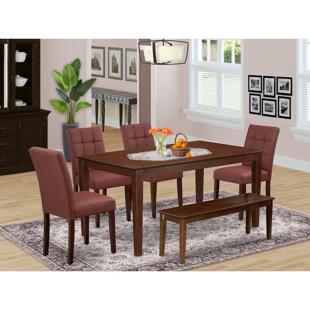Alt View 10. East West Furniture - 6 Piece Mid Century Modern Dining Set consists A Mid Century Table - Red.