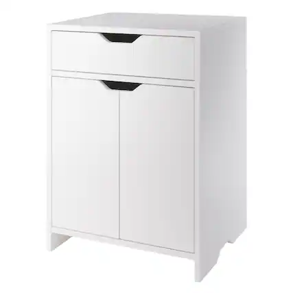 Front. Winsome Wood - Nova 1-Drawer Storage Cabinet - White.