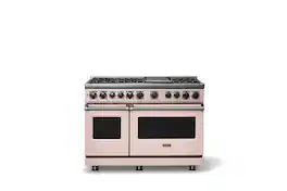 Viking - 48 in. Wide 6 Burner Dual Fuel Sealed Burner Range with Griddle-LP - Blush
