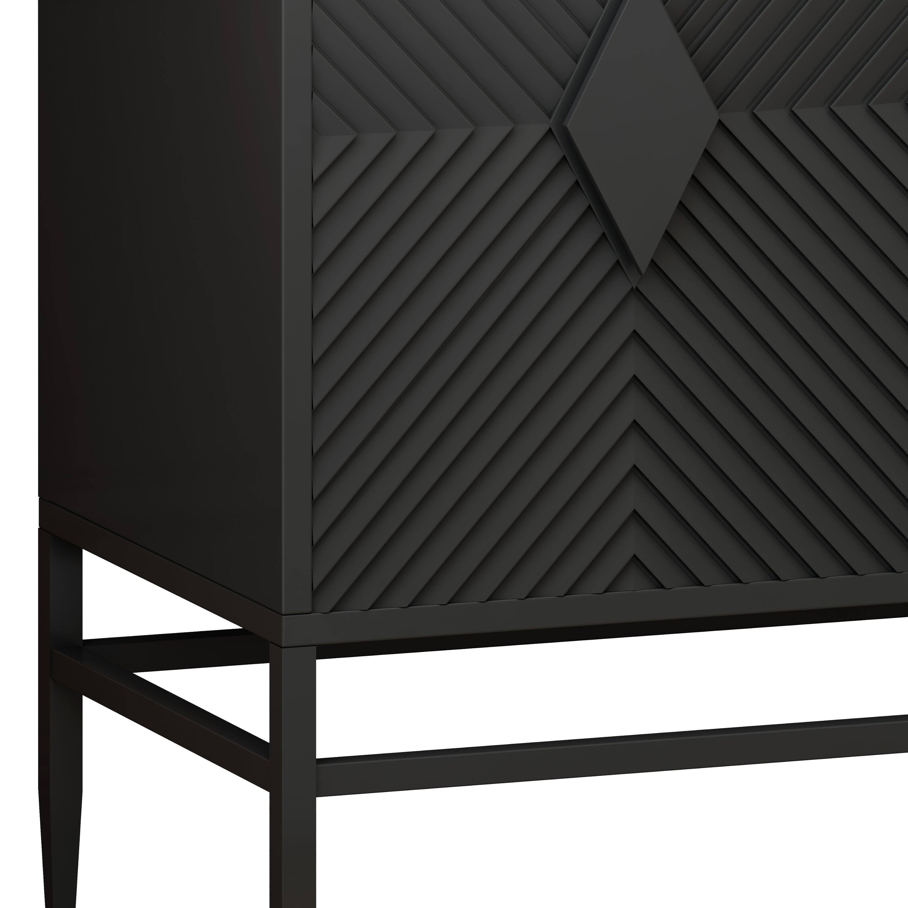 Alt View 6. Loheer - Loheer 31.5-Inch Modern Black Accent Cabinet Two Door Wooden Storage Cabinet with Metal Legs for Living Room - Black.