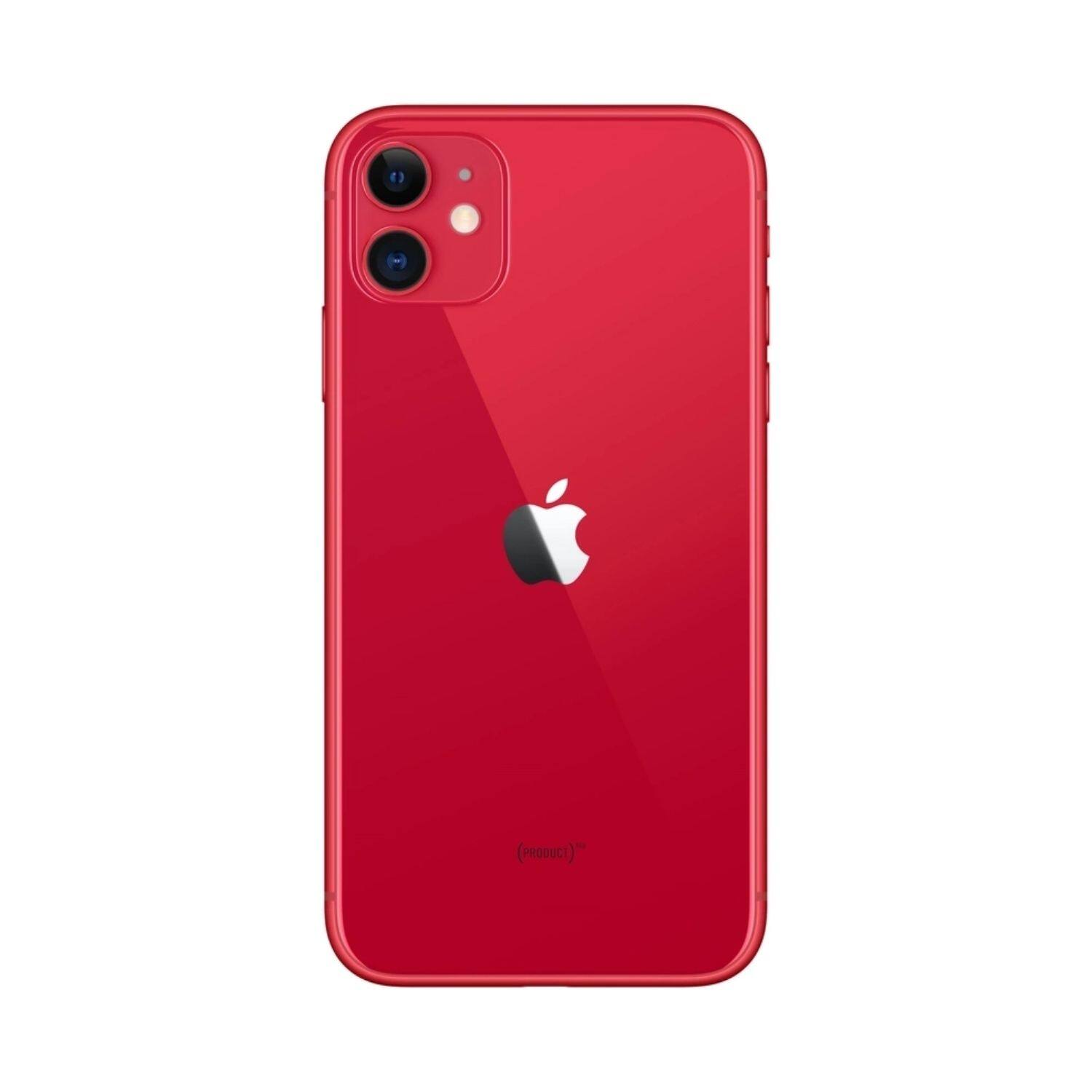 Alt View 1. Apple - iPhone 11 A2111 (Fully Unlocked) 128GB Bundle with Pre-Installed Tempered Glass - Red.