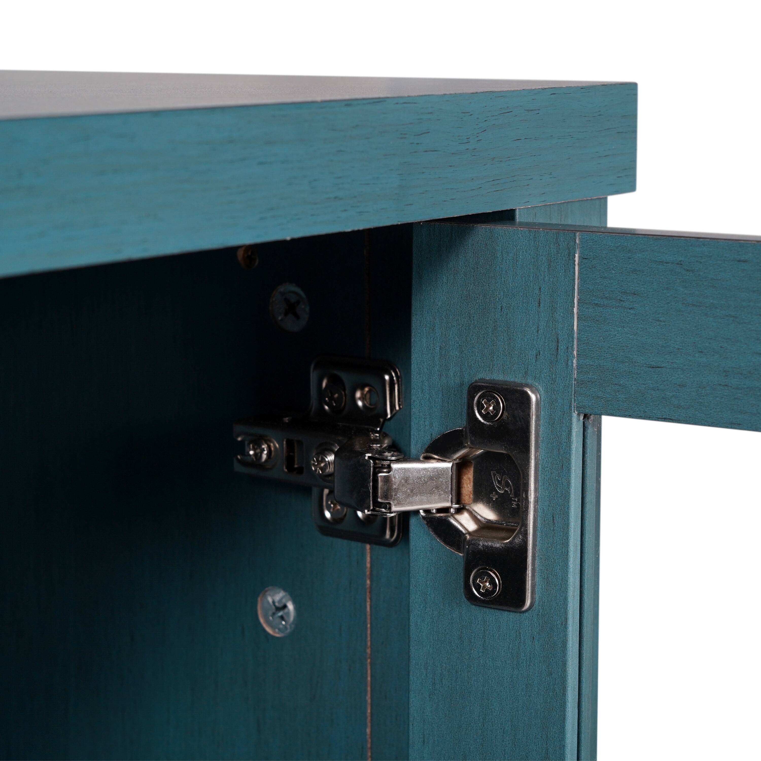Alt View 8. Emma + Oliver - Engineered Wood Buffet Cabinet w/ Storage, 2 Drawers, 2 Glass Doors - Teal.
