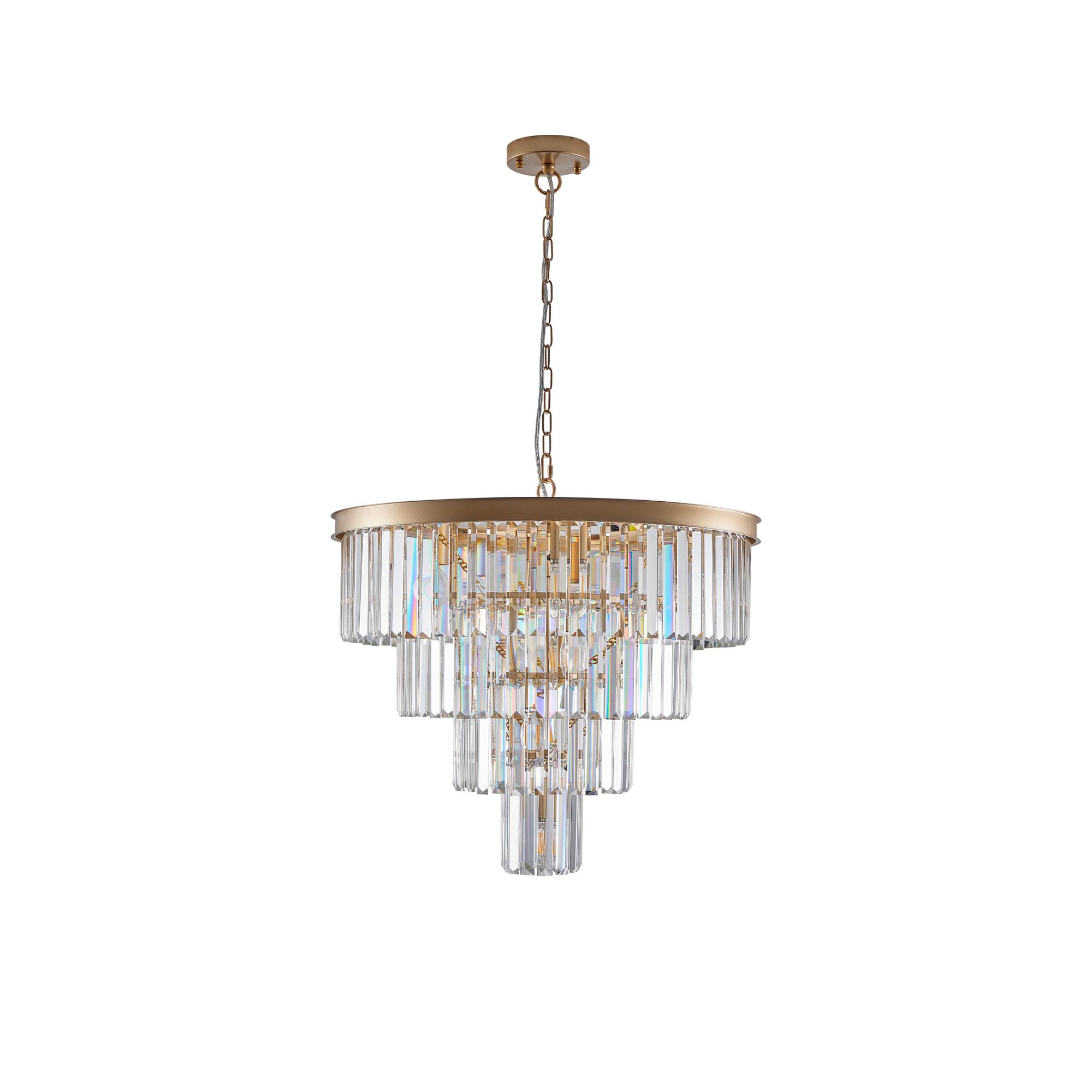 Alt View 7. Tiramisubest - 24" Contemporary Crystal Modern Chandeliers Crystal Ceiling Chandelier 4 Tier Golden Chandelier Lighting (No Bulbs) - Gold.