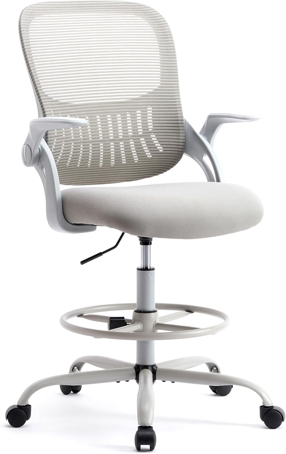 Front. AOITUN - Drafting Chair, Desk Chair with Flip-Up Armrests, High Desk Chair Adjustable Height, Ergonomic Tall Office Chair, Gray - Gray.