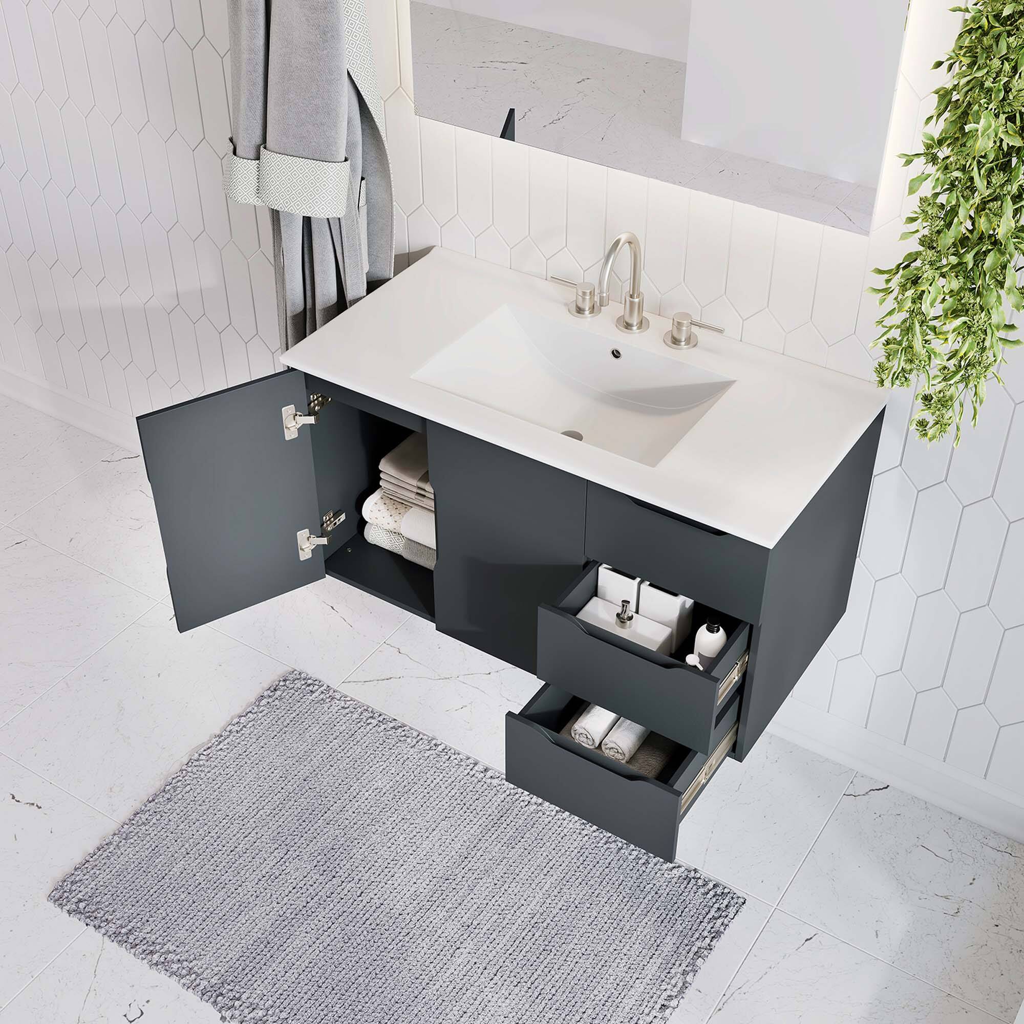 Back. Modway - Vitality Bathroom Vanity Basin Included by Modway - Gray White.