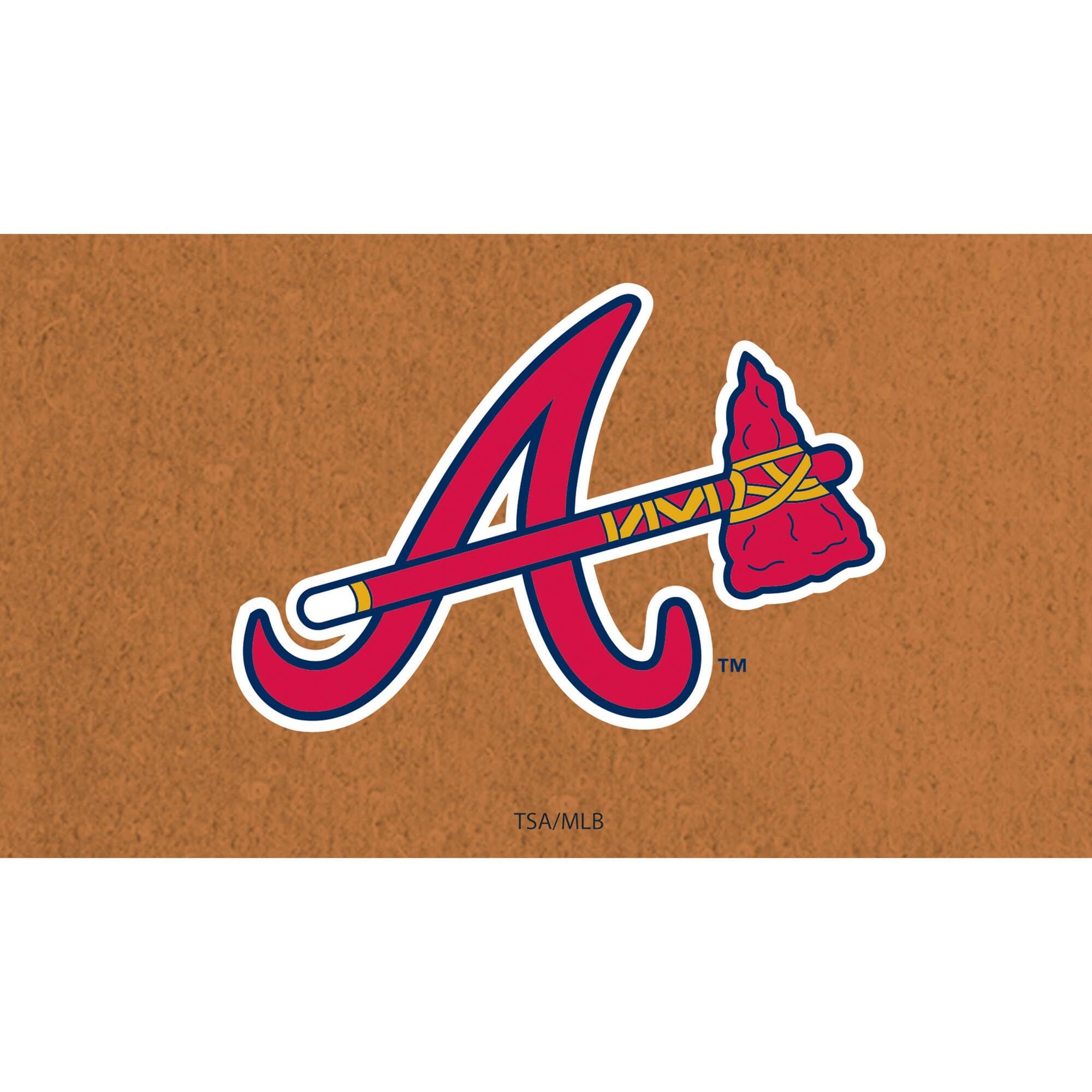 Front. Evergreen Enterprises - Atlanta Braves 28" x 16" Primary Logo Coir Mat - Multicolor.