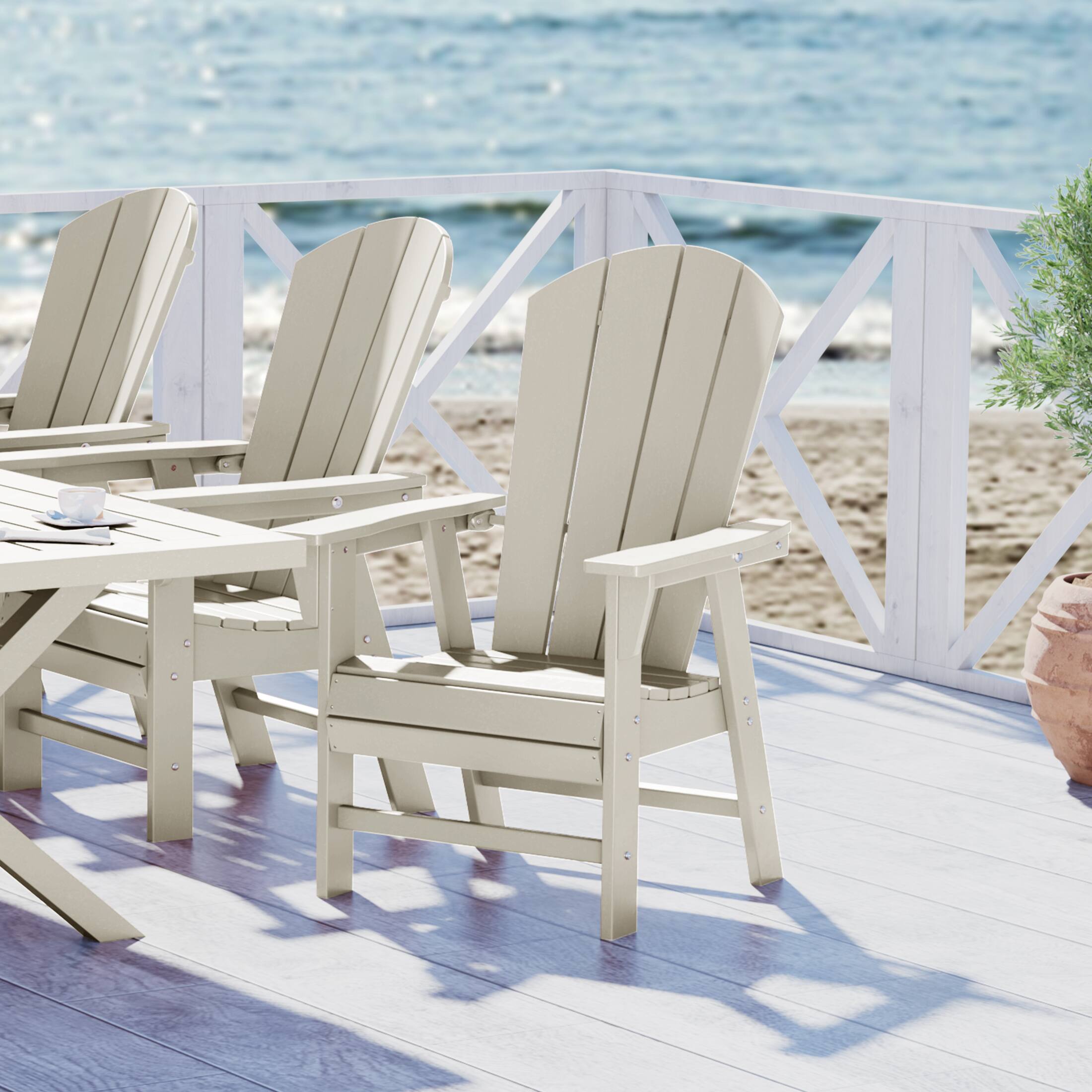 Angle. WestinTrends - WestinTrends Malibu Outdoor Patio HDPE Plastic Adirondack Dining Chair - Sand.
