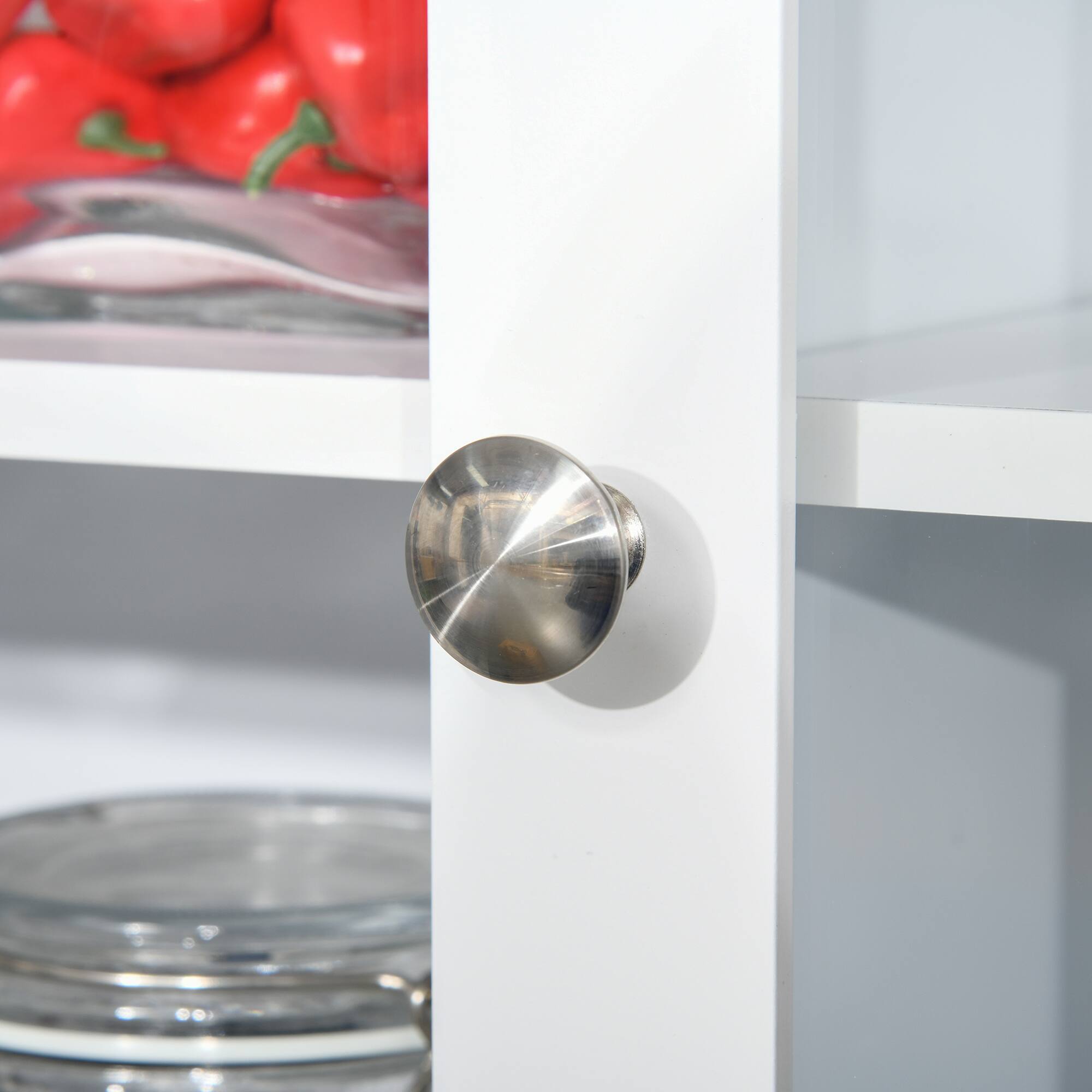 Alt View 5. Homcom - Freestanding 67" Kitchen Buffet with Hutch, Pantry Cabinet with Microwave Stand, Adjustable Shelf, 2 Drawers, Cupboard - White.