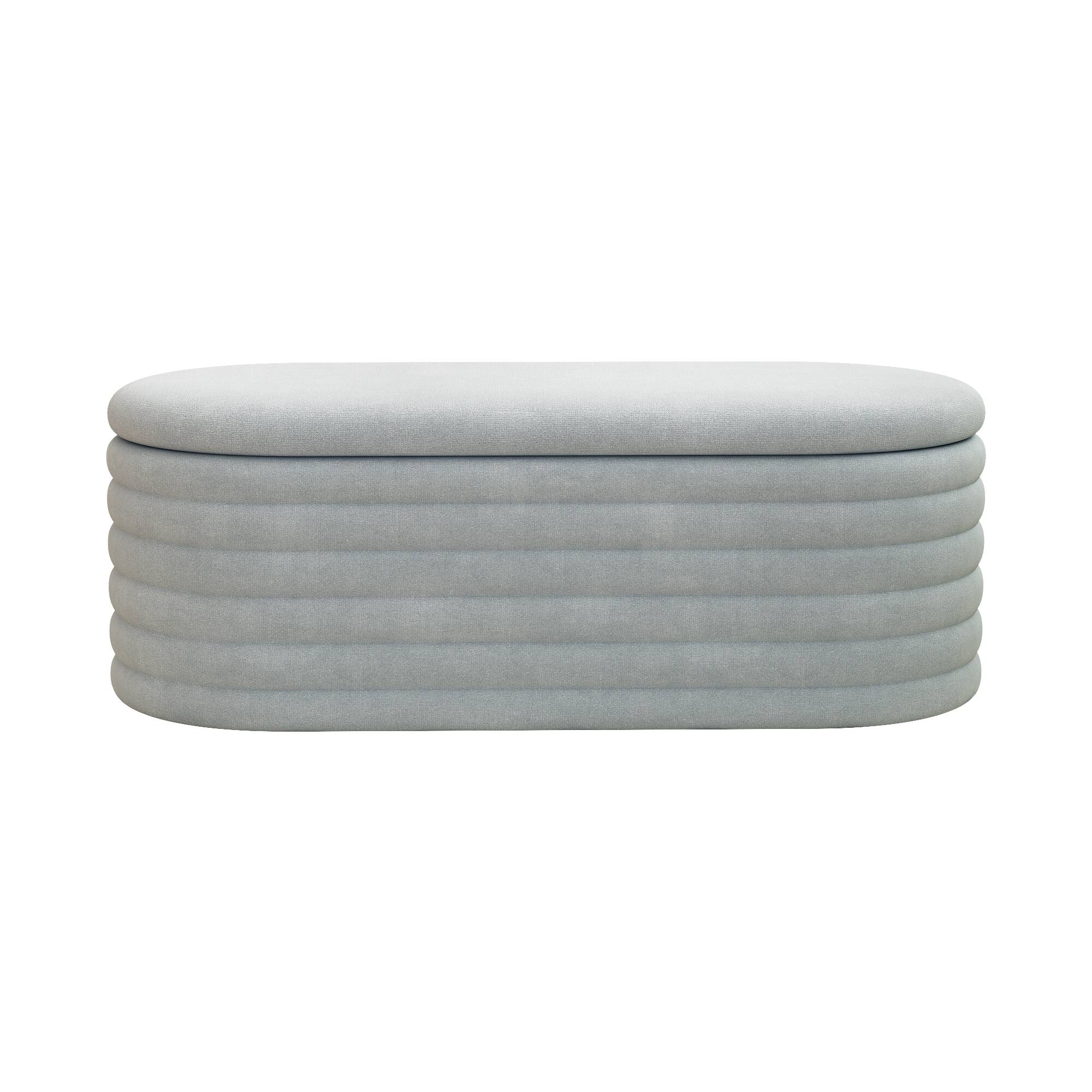 Alt View 5. GOODSILO - Upholstered Fabric Storage Ottoman Bench with Safety Hinge - Multi-Functional Footrest and Seating Solution - Light Grey.