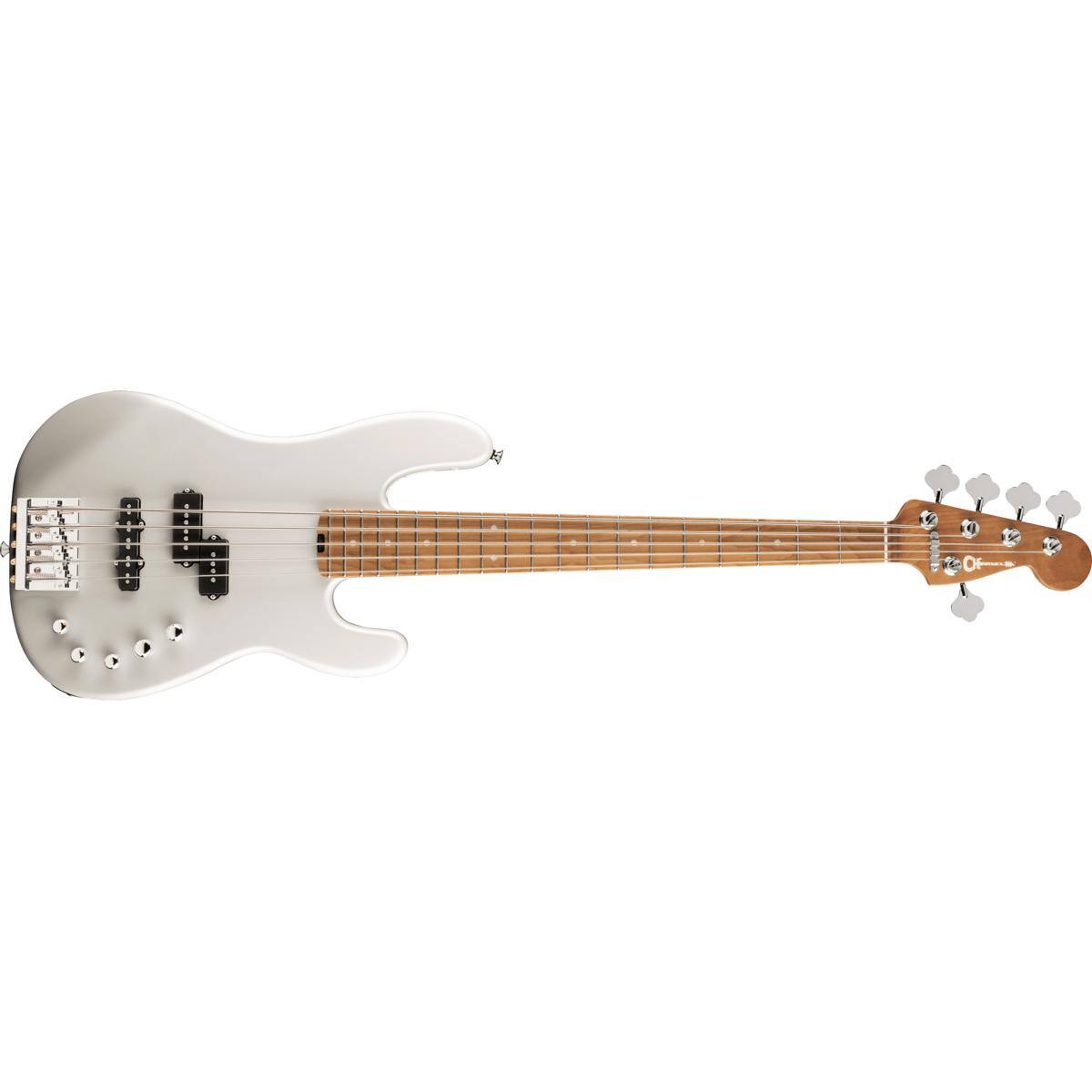 Alt View 1. Charvel - Charvel Pro-Mod San Dimas Bass PJ V 5-String Bass Guitar, Platinum Pearl.