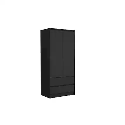 Front. TuHome - Austin Armoire Black MDF - Black.