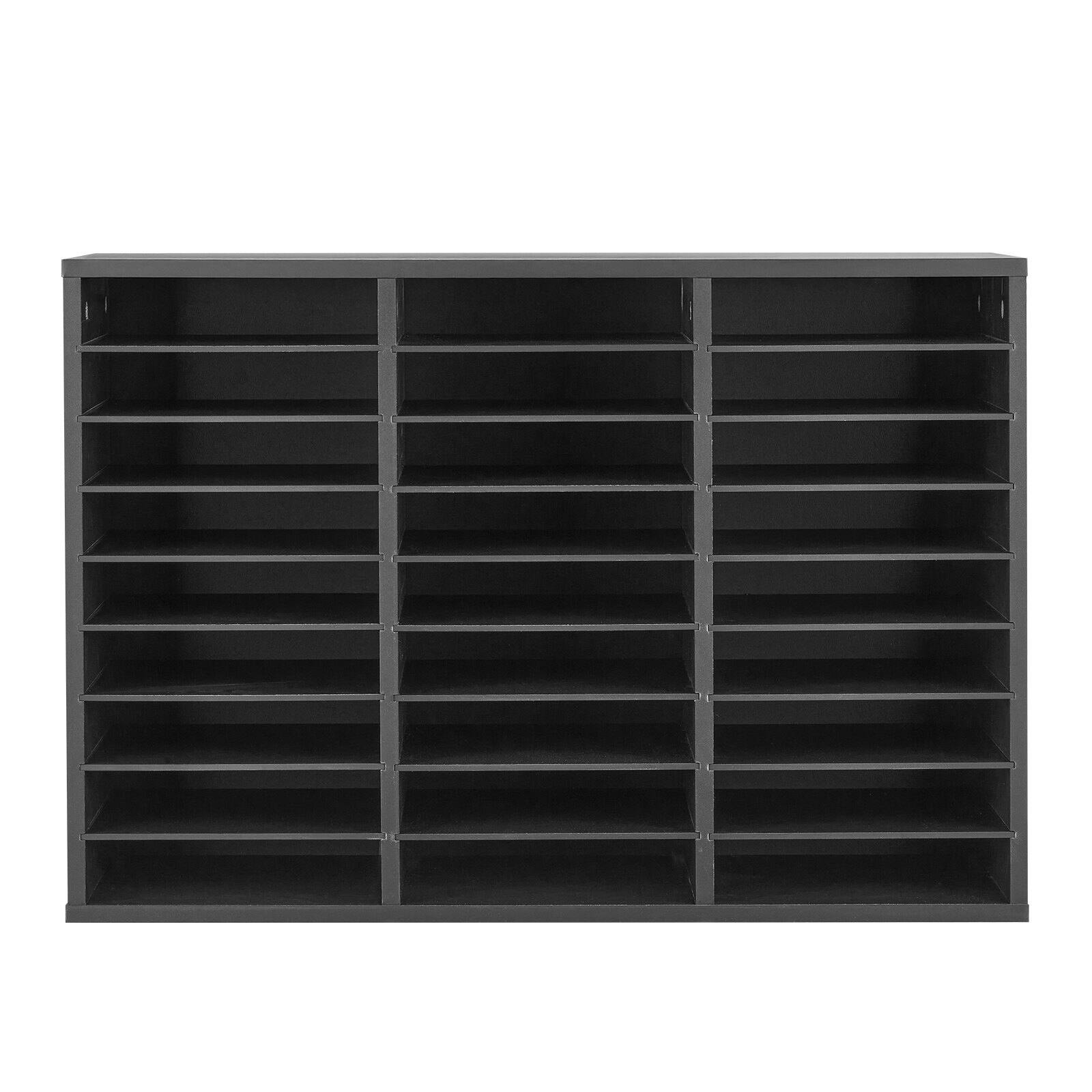 Alt View 10. Glintex - Literature Organizer 27 Compartments Wood Mailbox Sorter with Removable Shelves for Office Classroom Organization - Black.