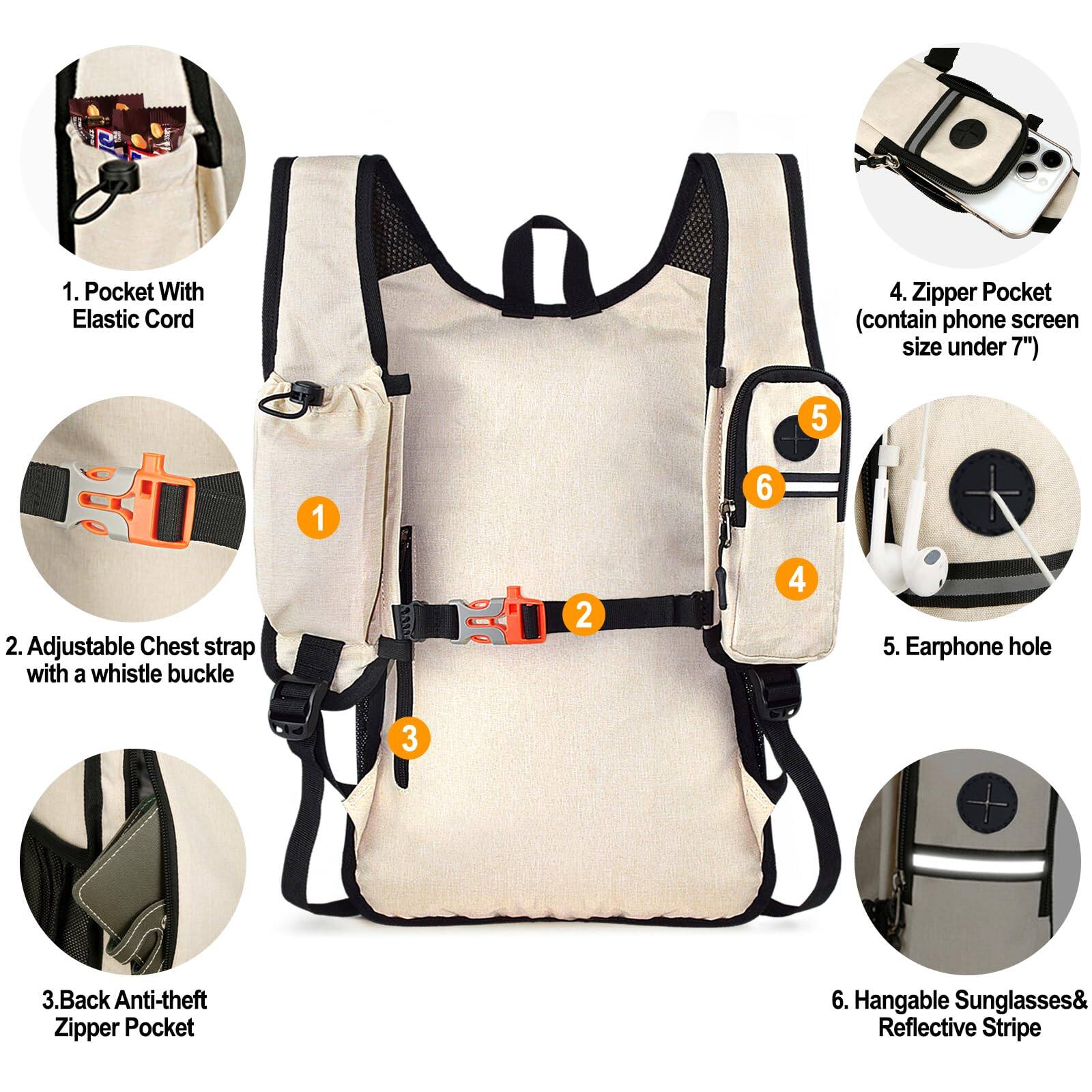 Back. Live At Space - 15l Small Hiking Backpack For Women Men  Foldable Packable With Phone Pocket Lightweight Travel Daypack Camping Outdoor - Dark Blue.