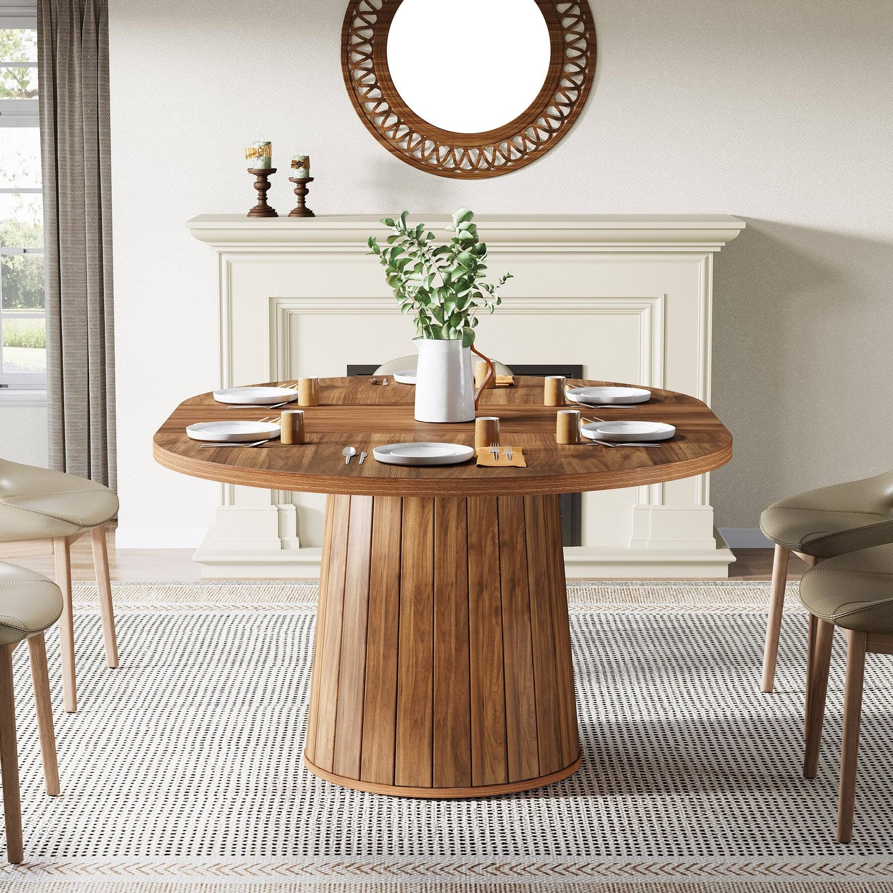 Tribesigns Dining Table with Wood Construction and Oval Top for ...