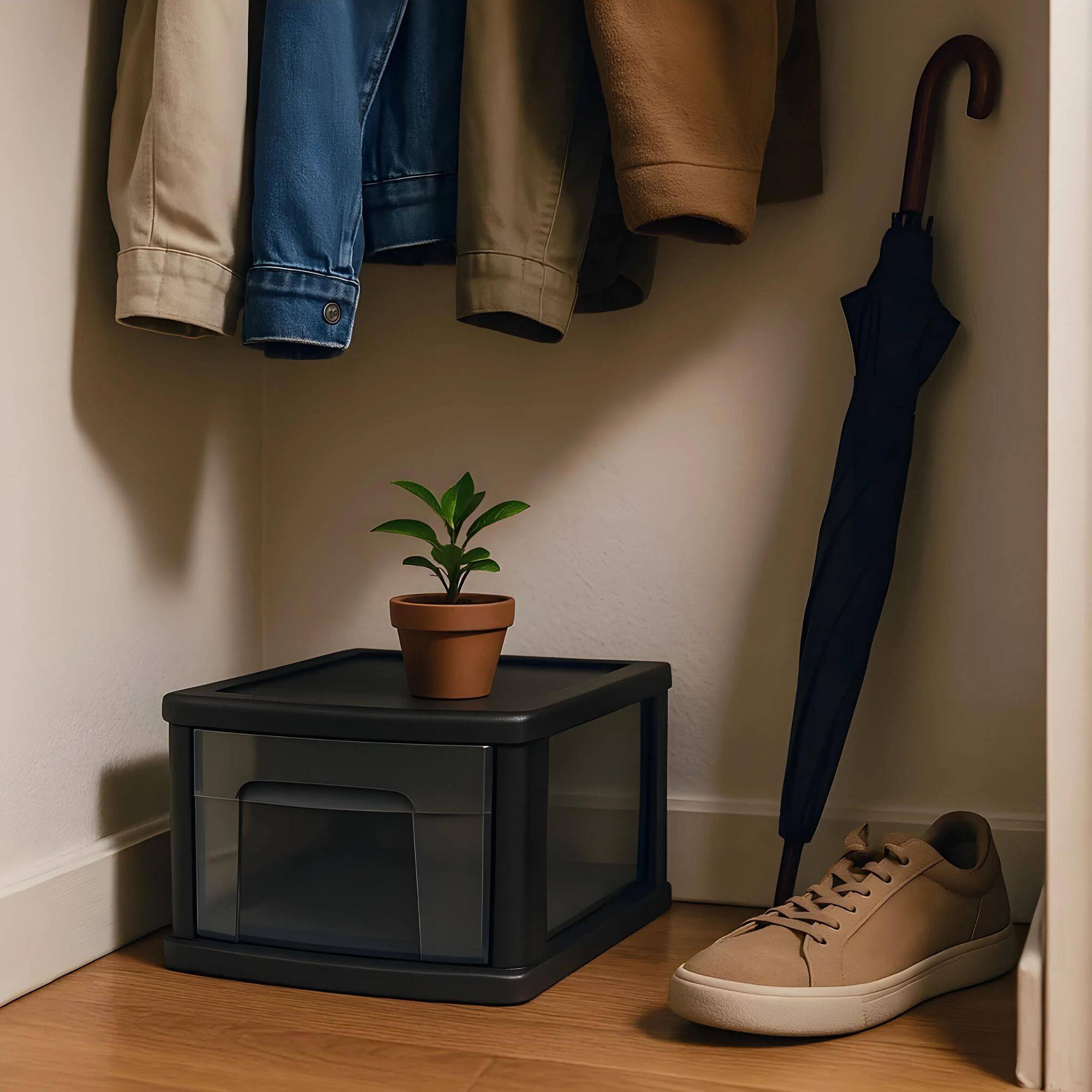 Alt View 7. Homz - Homz Plastic 1 Drawer Medium Storage Cart, Black Frame with Smoke Drawer, 2 Pack - Black frame with smoke tint drawer.