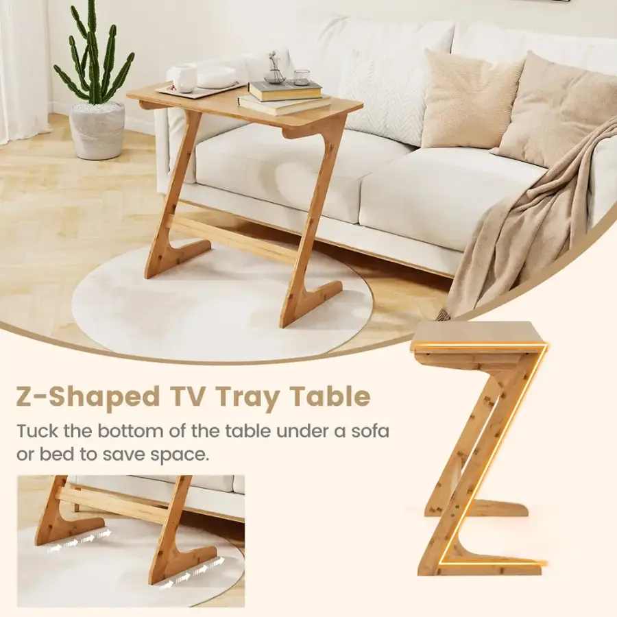 Z-Shaped TV Tray Table: Tuck the bottom of the table under a sofa or bed to save space.