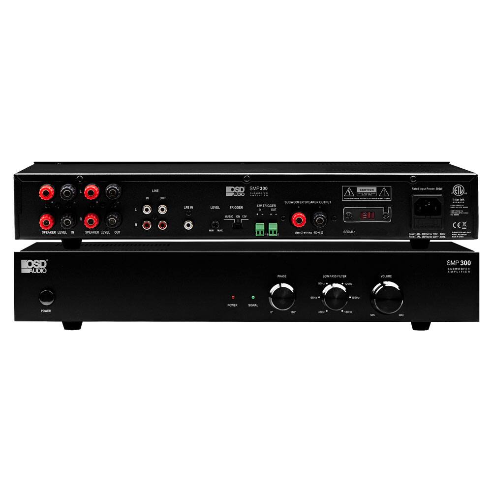 OSD Audio - SMP300 Mono Class D Subwoofer Amplifier, 500W Peak, Rack Mountable, Auto Sensing - Black