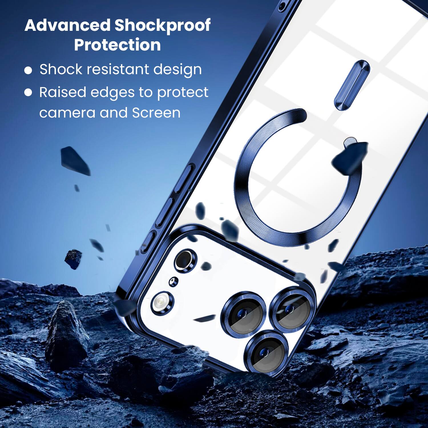 Advanced Shockproof Protection

- Shock resistant design
- Raised edges to protect camera and screen