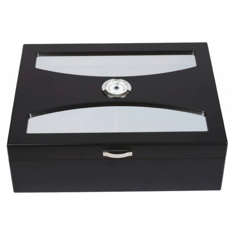 Back. Prestige - Delano Black Humidor - Rich Black Finish.