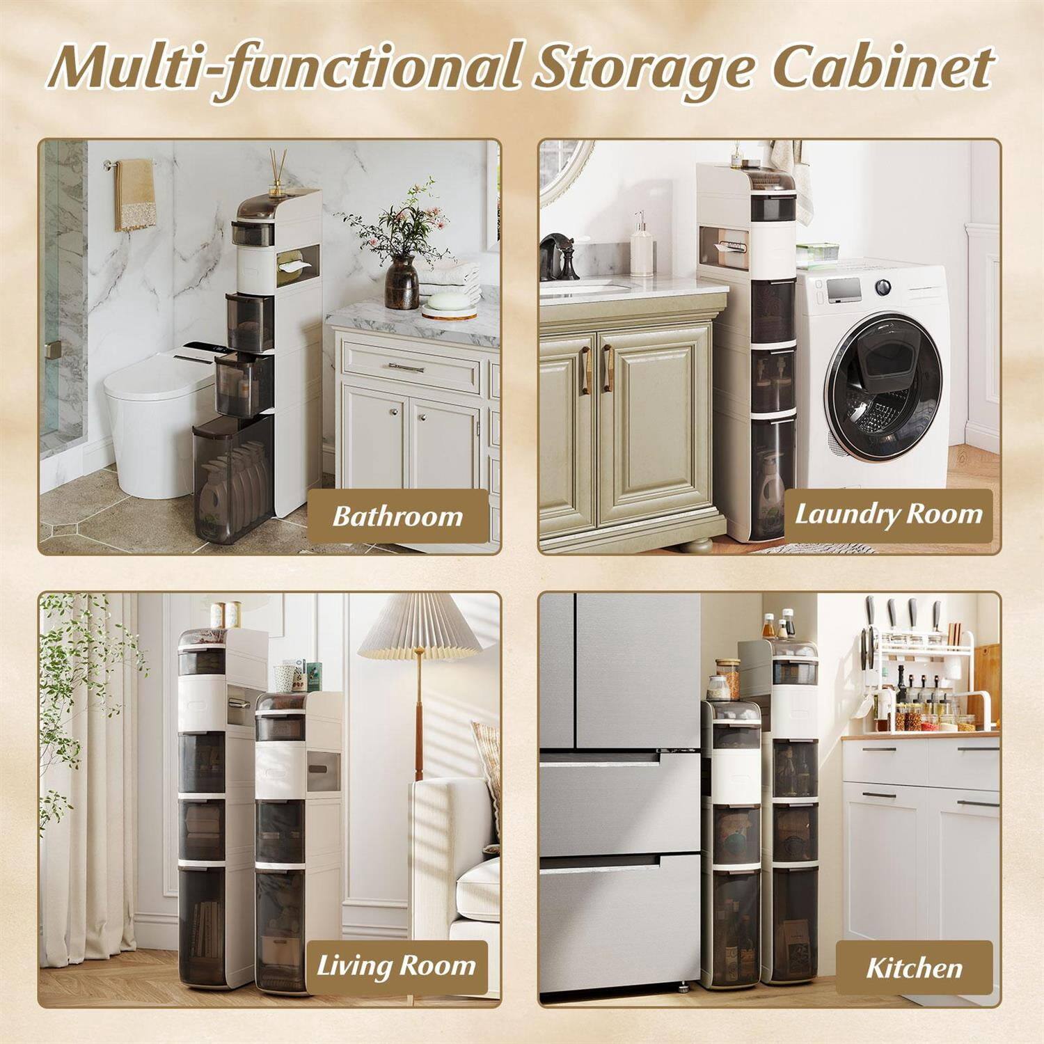 Multi-functional Storage Cabinet

- Bathroom
- Laundry Room
- Living Room
- Kitchen