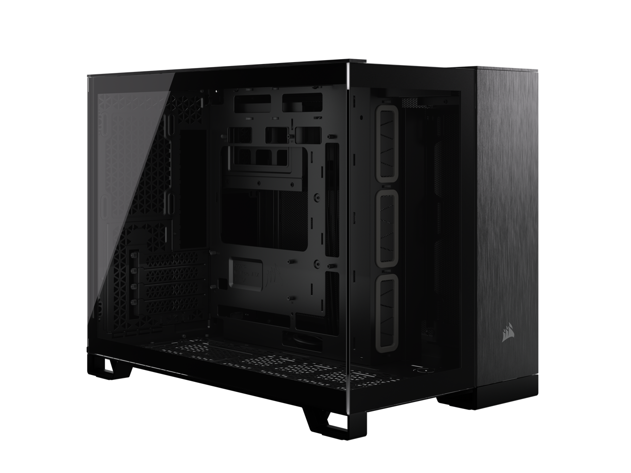 Alt View 1. CORSAIR - CORSAIR 2500X Micro ATX Dual Chamber PC Case, Black/Obsidian Aluminum, CC-9011287-WW - Black.