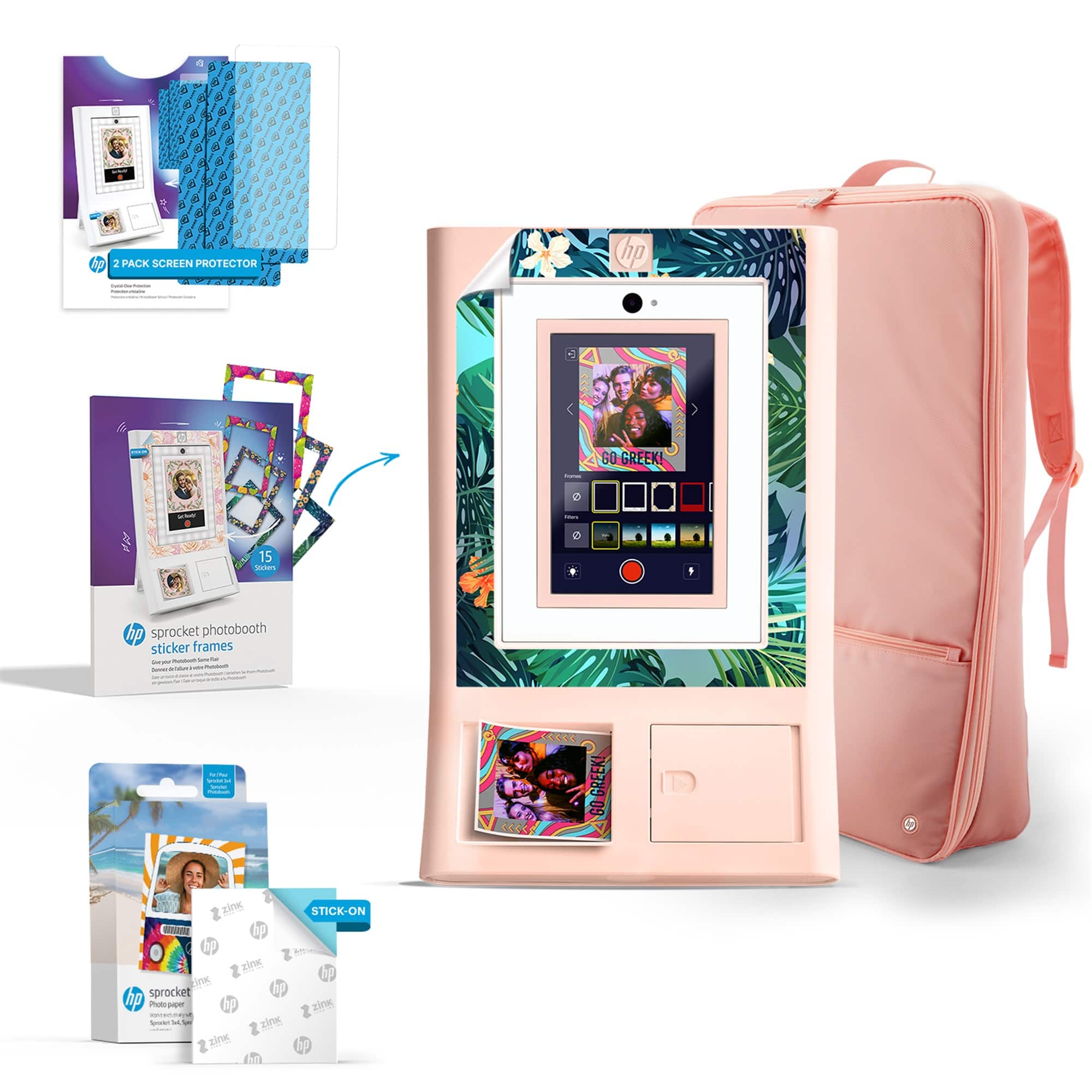 HP - Sprocket Photobooth 3x4 Printer Zink Paper, Case & Protector - Pink
