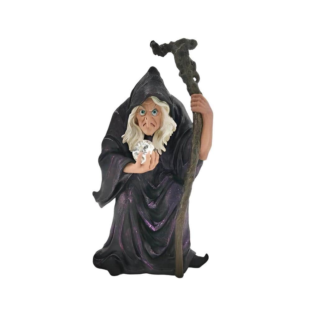 FC Design - 11"H Witch with Cane & Crystal Figurine Statue Office Desk Tabletop Home Decor Gift - Multi-Color