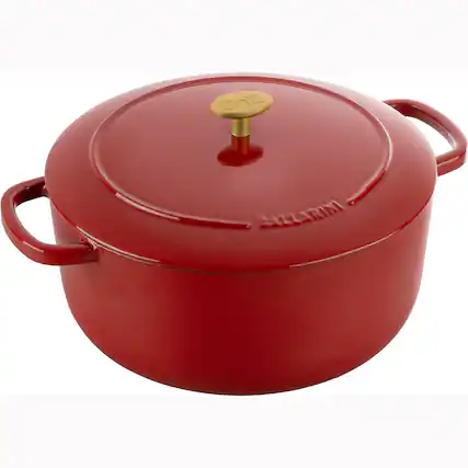 Front. Ballarini - Ballarini Bellamonte Cast Iron 7.5-qt Round Dutch Oven - Pomodoro Red - Red.