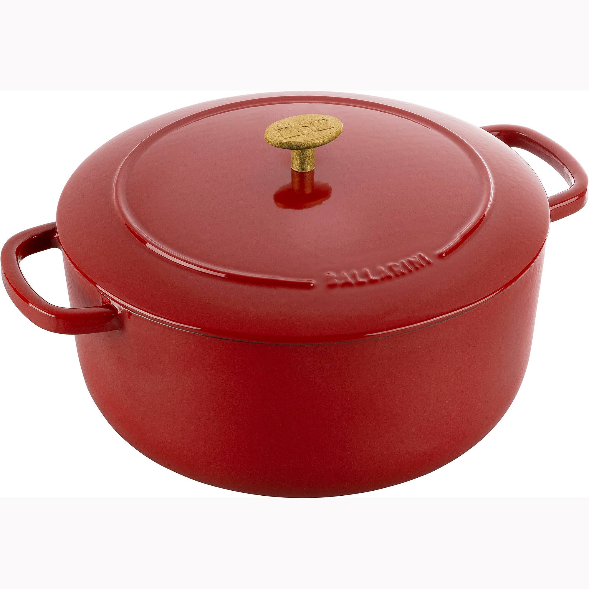 Front. Ballarini - Ballarini Bellamonte Cast Iron 7.5-qt Round Dutch Oven - Pomodoro Red - Red.
