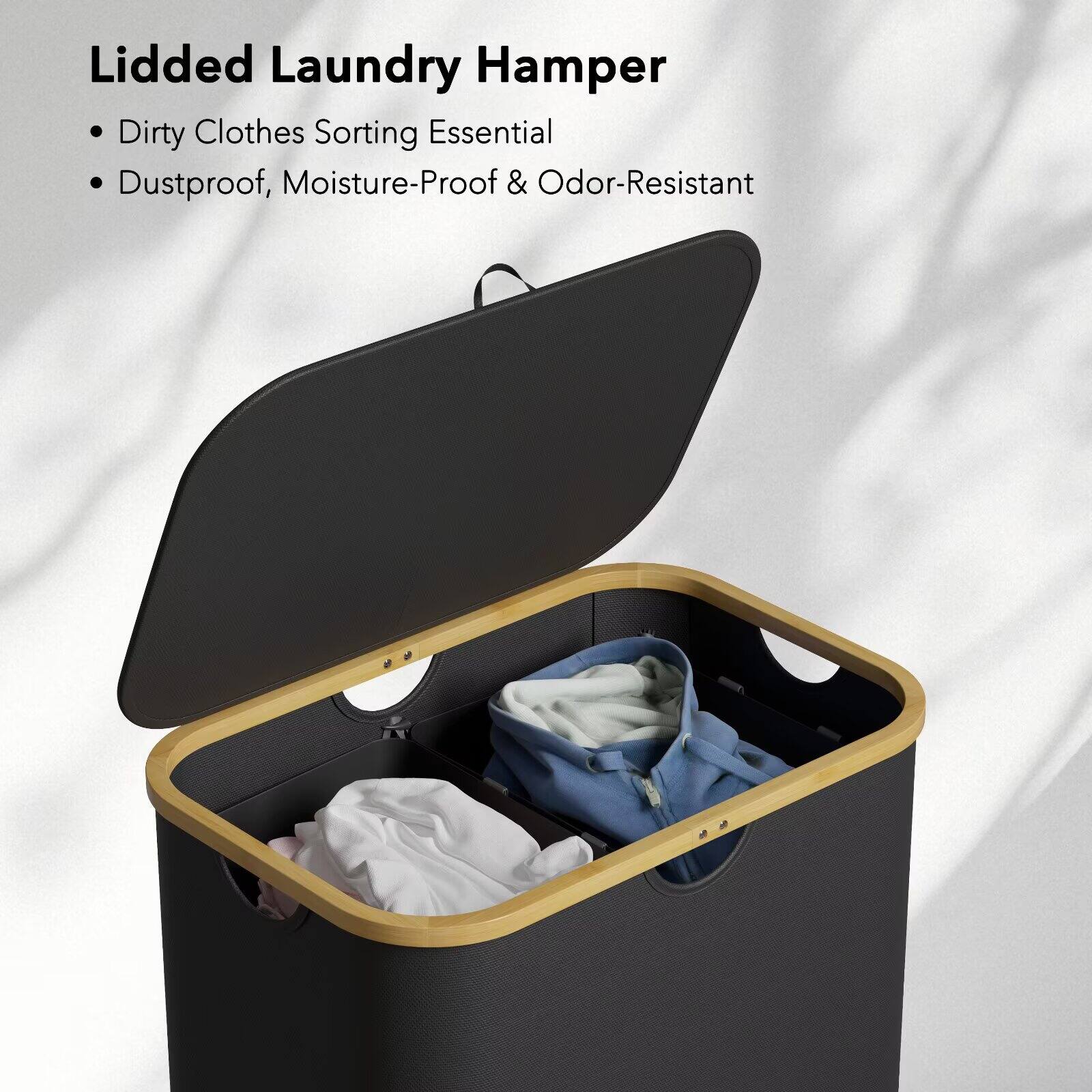 Lidded Laundry Hamper  
- Dirty Clothes Sorting Essential  
- Dustproof, Moisture-Proof & Odor-Resistant