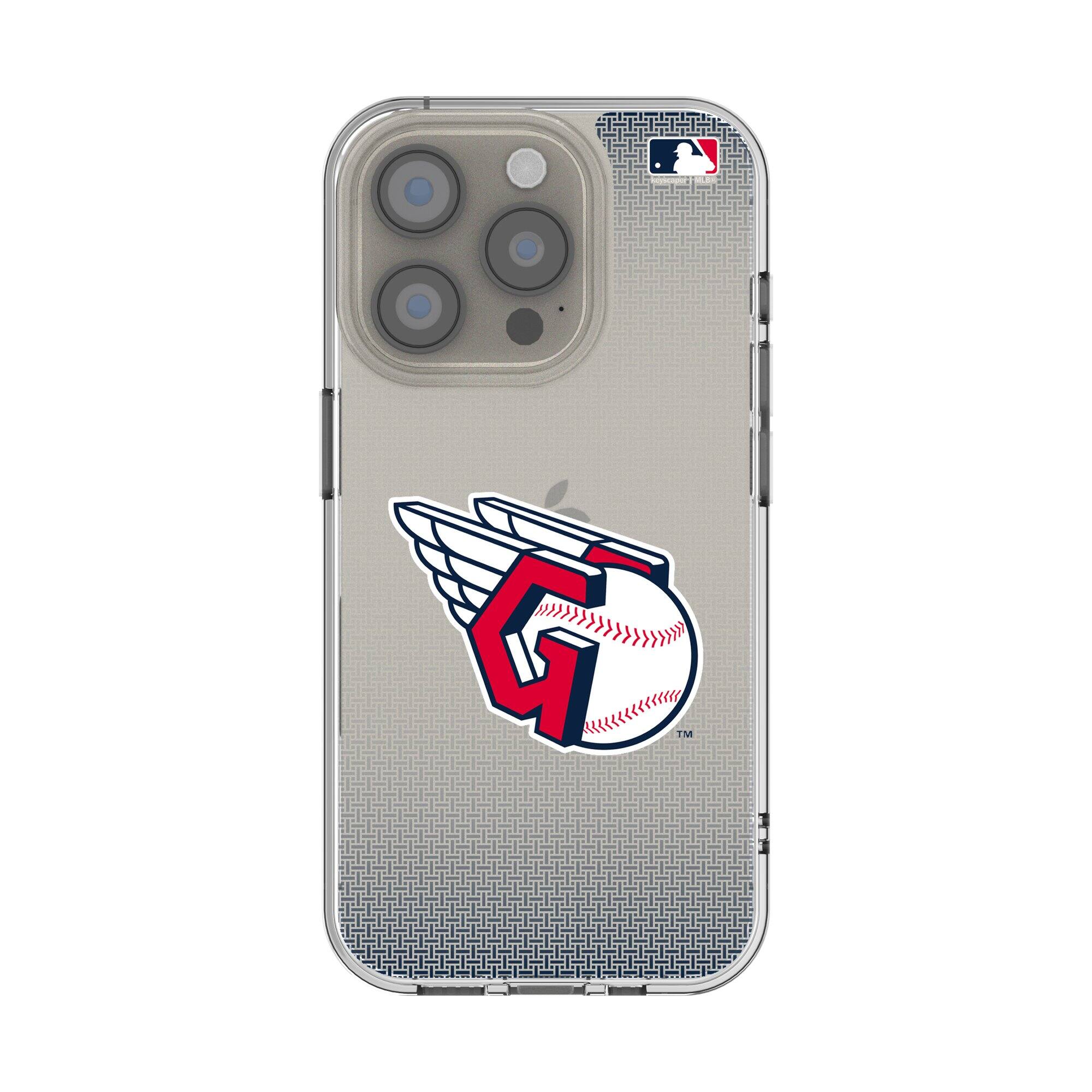 Front. Keyscaper - Cleveland Guardians Linen Logo iPhone Clear Case - 16e - Multicolor.
