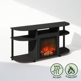 Furinno - Jensen No Heat Decorative Electric Fireplace TV Stand, for TV up to 55 Inch with Curved Open Storage - Americano/Black