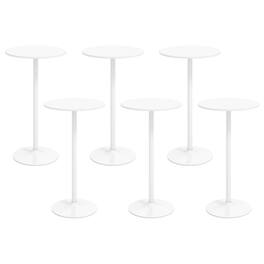 Gymax - Round Bar Table Set of 6 w/Adjustable Height & Metal Base Modern Cocktail Table - White