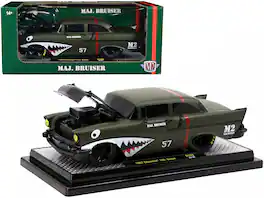 M2 - 1957 Chevrolet 150 Sedan #57 "Major Bruiser" Limited Edition to 5650 pieces Worldwide 1/24 - Matt Green Metallic