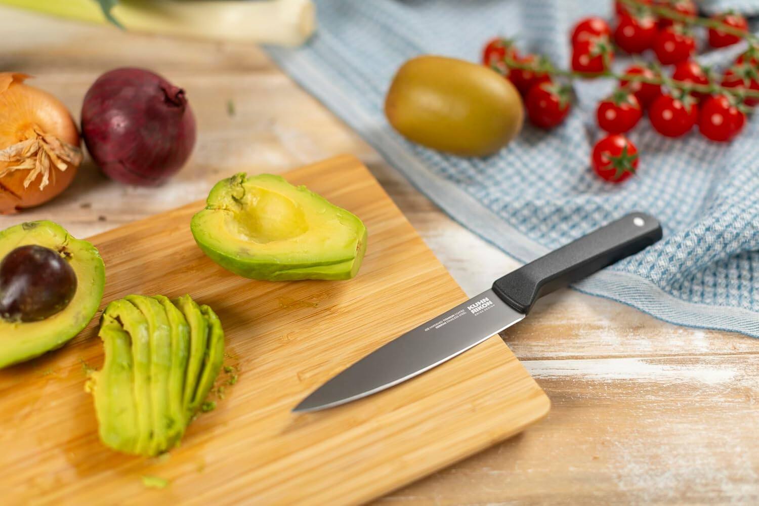 Alt View 2. Kuhn Rikon - ICED Straight Utility Knife 5.12-Inch, Ice Hardened German Stainless Blade - Black.