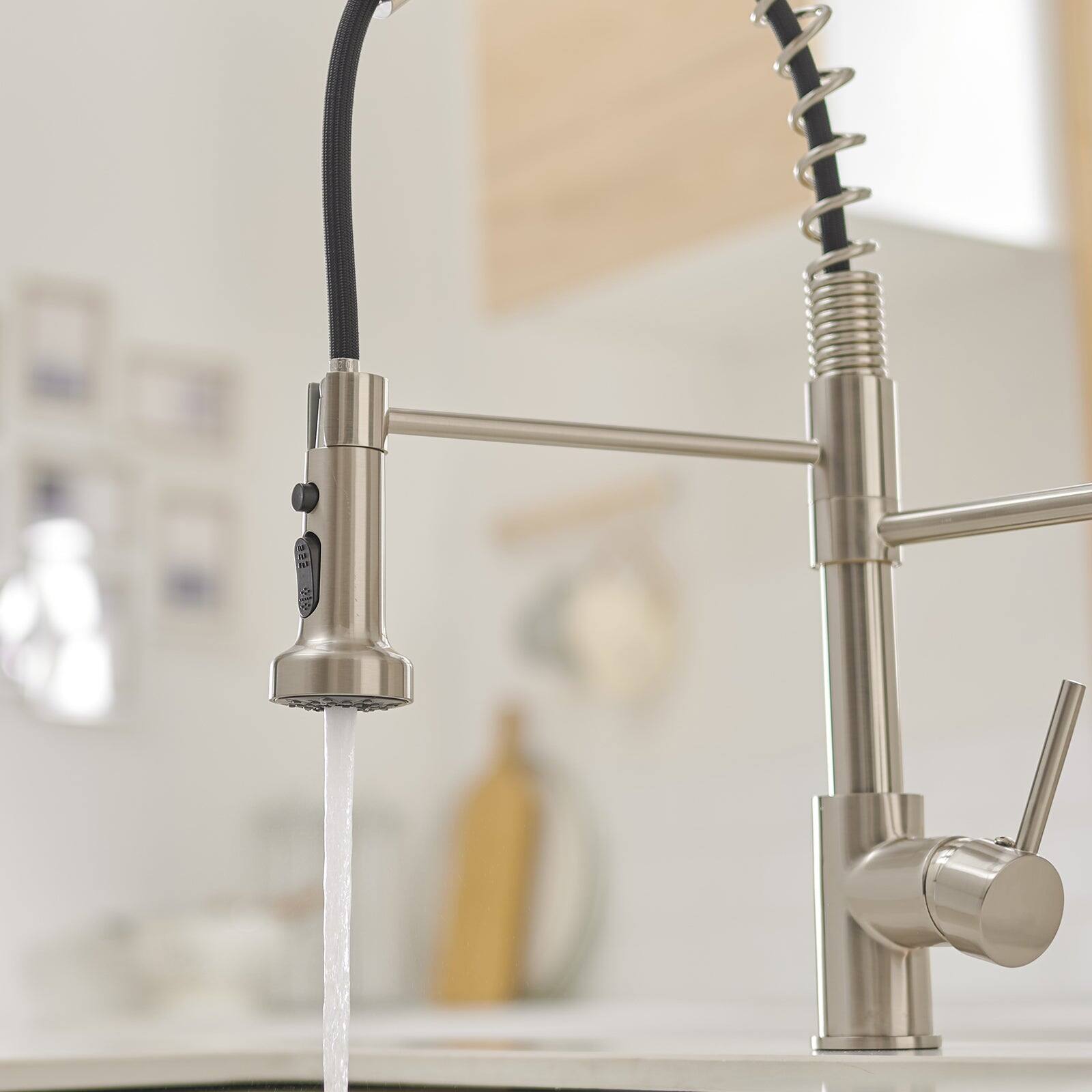 Alt View 8. Boyel Living - Brushed Nickel Single Handle Pull Down Sprayer Kitchen Faucet with Pot Filler and Water Supply Hose - Brushed Nickel.