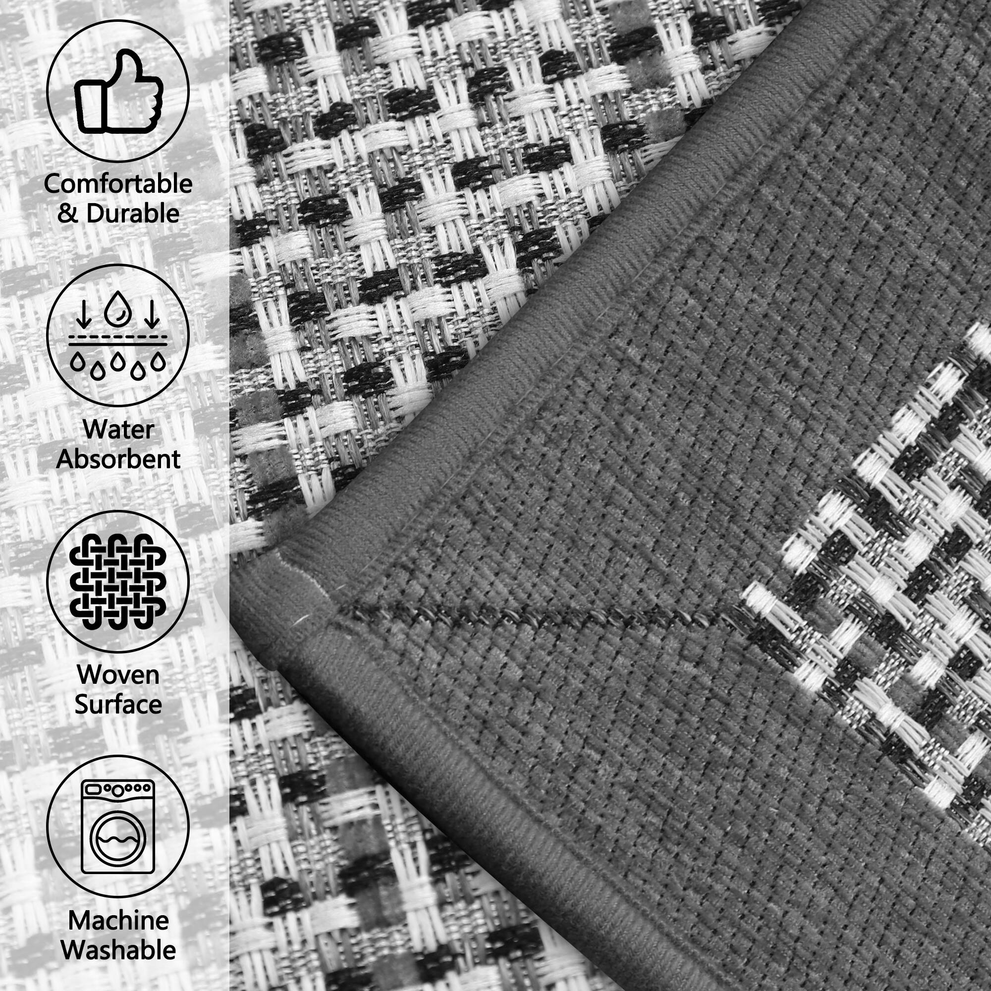 Comfortable & Durable  
Water Absorbent  
Woven Surface  
Machine Washable