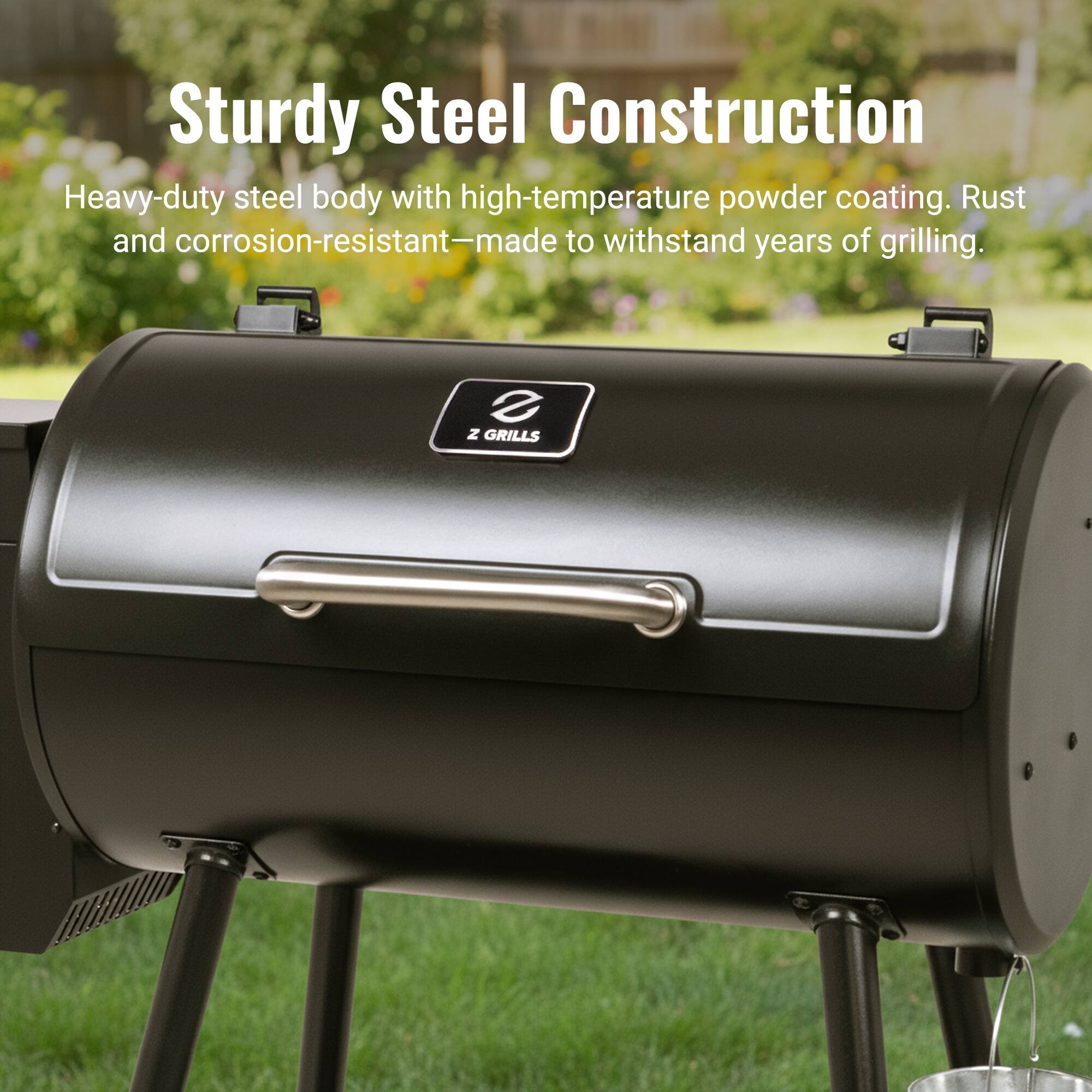 Sturdy Steel Construction
Heavy-duty steel body with high-temperature powder coating. Rust and corrosion-resistant—made to withstand years of grilling.